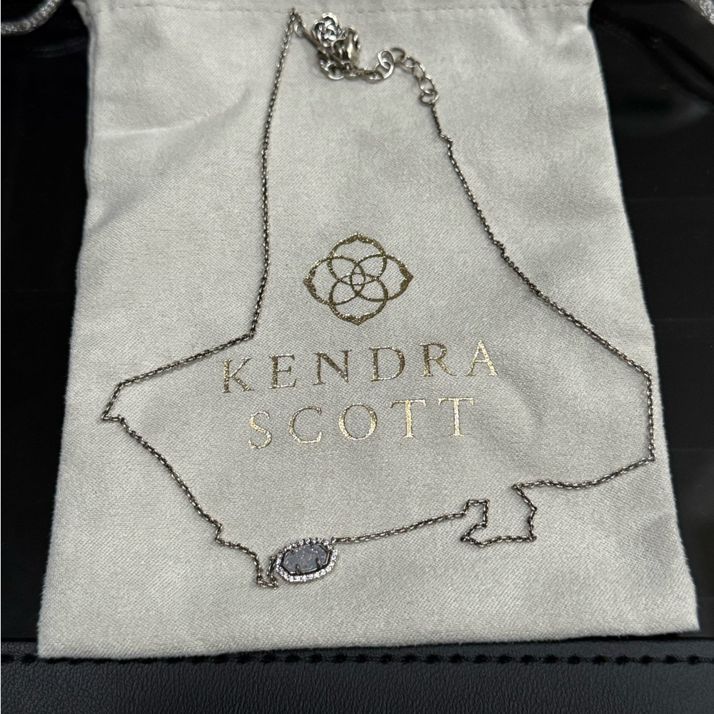 Kendra Scott Silver Necklace with Opal color stone